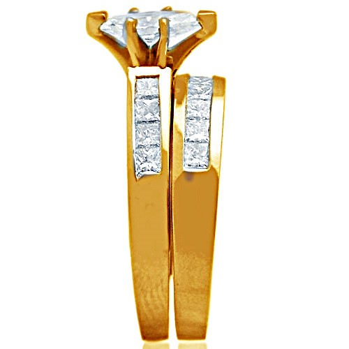 Marquise Shape Bridal Set with Princess Cut Channel Set Side Diamonds